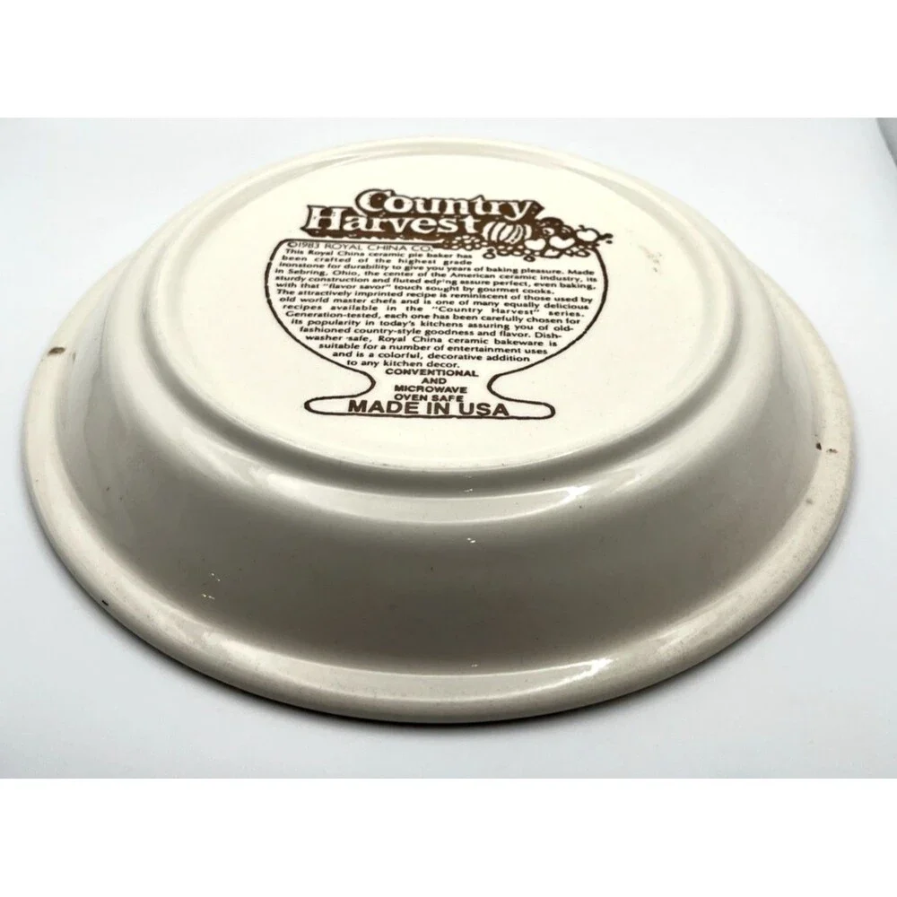 Vintage 1983 Royal China Country Harvest Apple Pie Recipe Baking Pie Plate USA